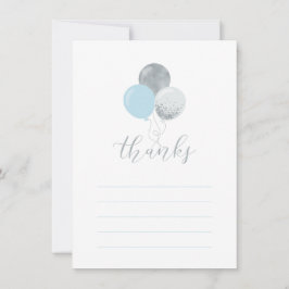 Globos de plata y azul | Tarjeta de nota de agrade