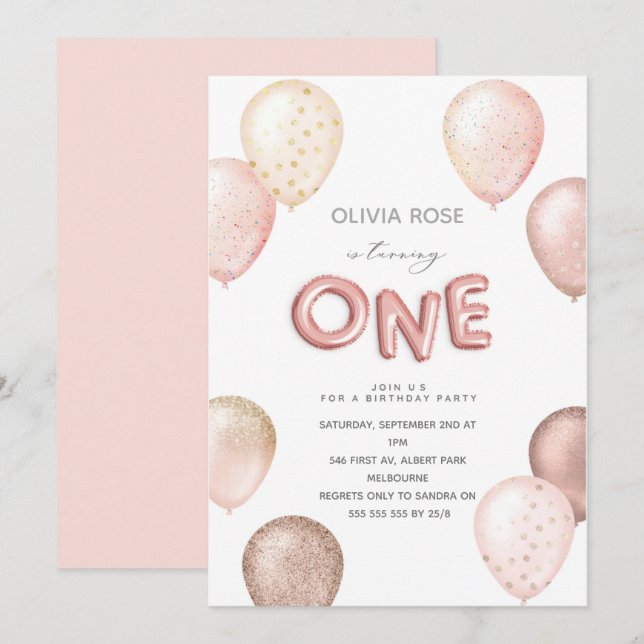Globos de Purpurina y de Lámina para Invitación de (Anverso / Reverso)