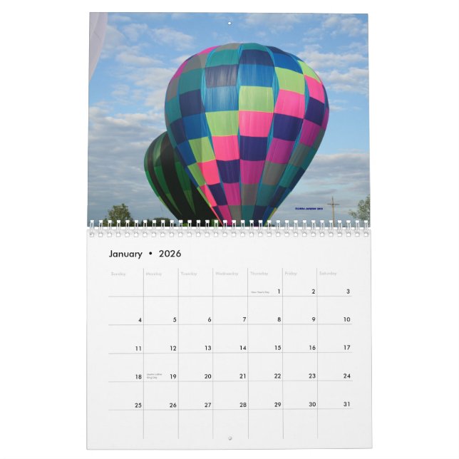 ¡Globos del aire caliente!!!!  Calendario 2013 (Jan 2026)