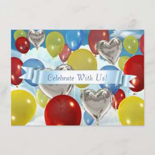 Globos del Cielo Coloridos Invitaciones Personaliz
