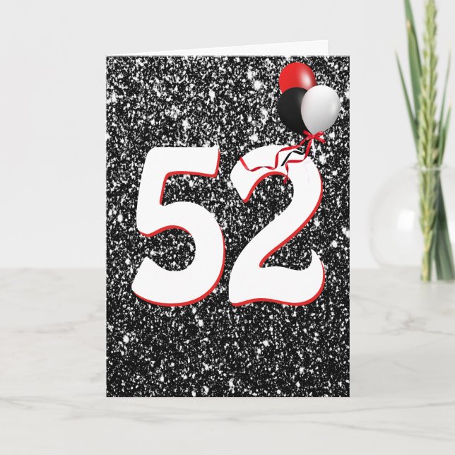 Globos del cumpleaños número 52 sobre tarjeta de p (Anverso)