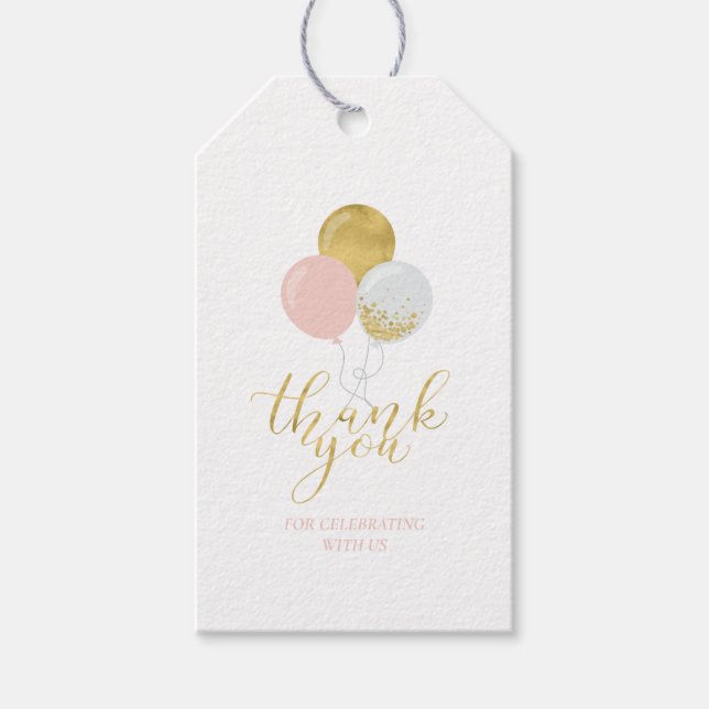 Globos dorados y rosados | Fiesta Gracias Etiqueta (Anverso)