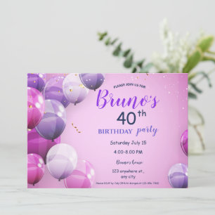 Globos e invitaciones de cumpleaños de Confetti