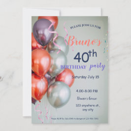 Globos e invitaciones de cumpleaños de Confetti