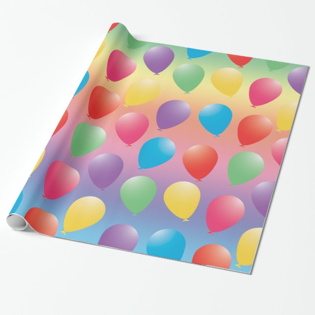 Globos en colores arcoiris envolviendo papel (Desenrollado)