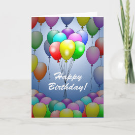 Globos en tarjeta de cumpleaños doblada