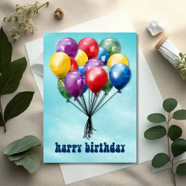 Globos Geométricos — Tarjeta de Cumpleaños Ilustra