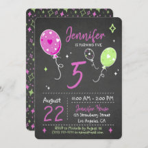 Globos | Invitación a Chalkboard de Cumpleaños