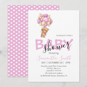 Globos Invitación al bebé rosado