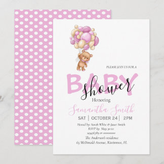 Globos Invitación al bebé rosado