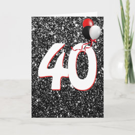 Globos para Cumpleaños 40 en Tarjeta de Purpurina