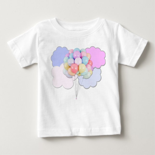 Globos Pastel en nubes camiseta bebé (Anverso)