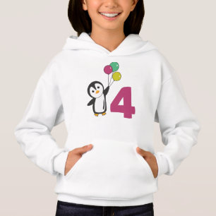 Globos Penguin Cuarto Cumpleaños Para Niños Hoodie