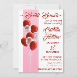 Globos rojos. Elegante tarjeta de brunch nupcial