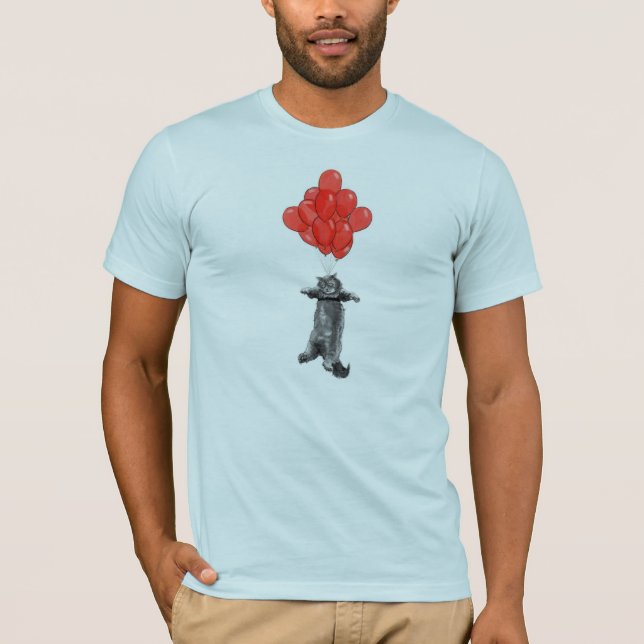 Globos rojos unisex en la camiseta azul (Anverso)