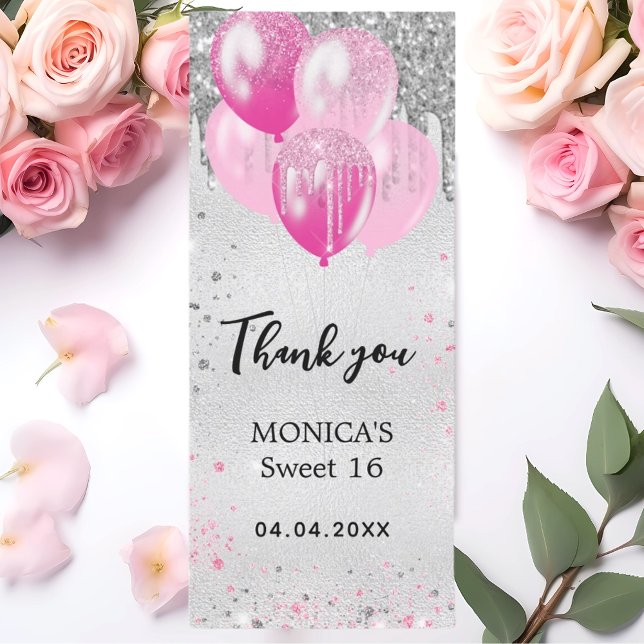Globos rosados de plata de cumpleaños tarjeta de a (Subido por el creador)