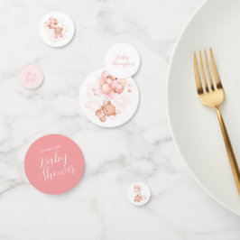 Globos rosados Teddy Bear Baby Shower Confetti
