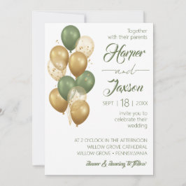 Globos verdes. Elegante invitación a la boda