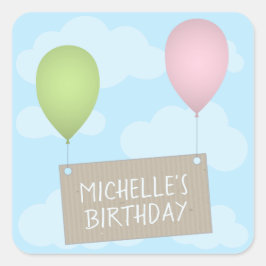 Globos y Pegatina de cumpleaños de etiqueta
