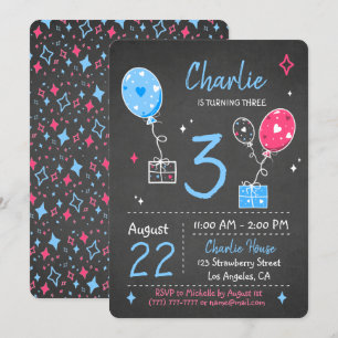 Globos y regalos Invitación al tablero de cumpleañ