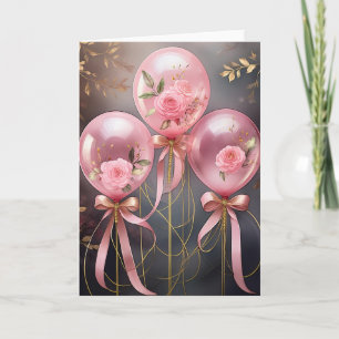 Globos y Rosas, Tarjeta de Felicitación Doblada de
