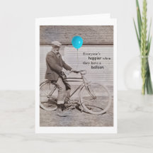 Globos y una bicicleta, tarjeta de notas humorísti