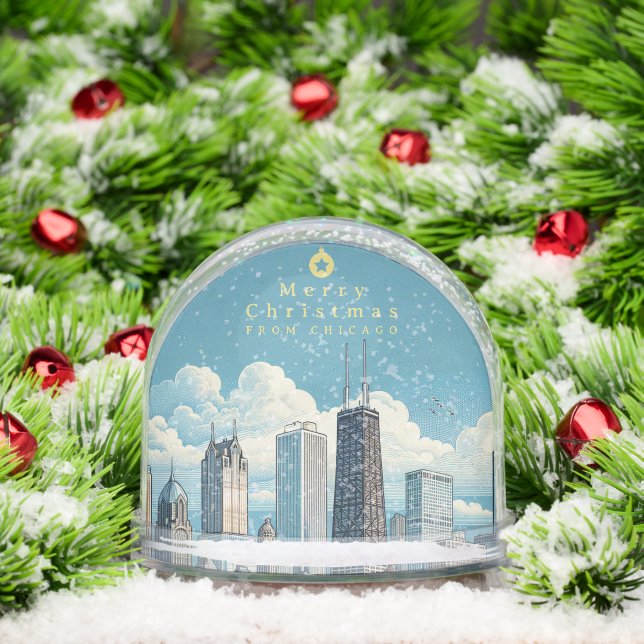 Glóbulo de nieve adicional de Chicago Skyline (Navidad)