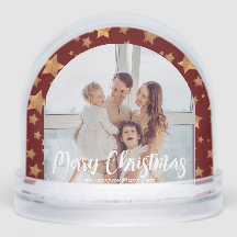 Glóbulo de nieve de navidad dorada de la familia r