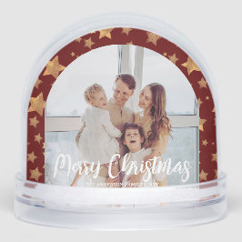 Glóbulo de nieve de navidad dorada de la familia r