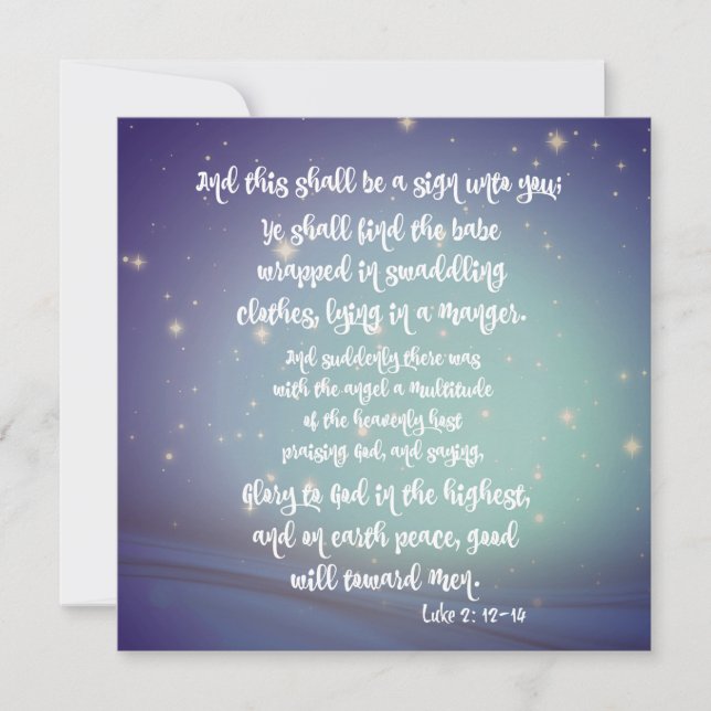 Gloria a Dios en las más altas tarjetas de Navidad (Anverso)