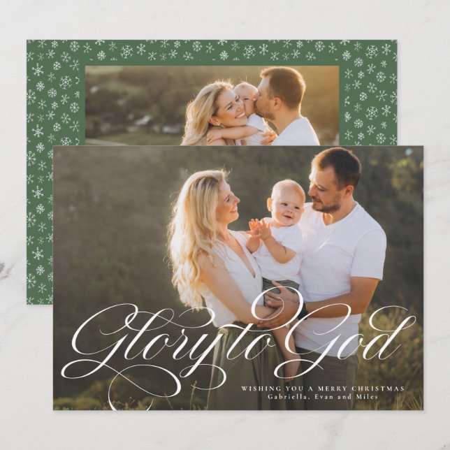 Gloria a Dios religioso dos foto elegante Navidad (Anverso / Reverso)