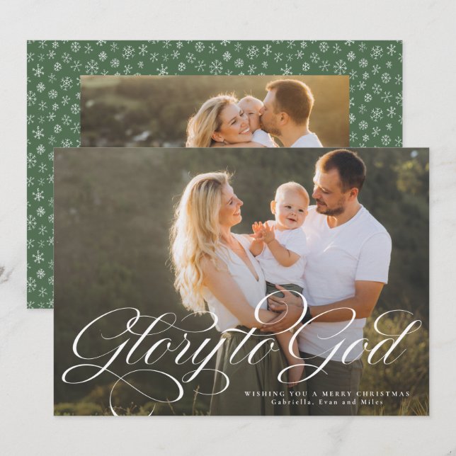 Gloria a Dios religioso dos foto elegante Navidad (Anverso / Reverso)