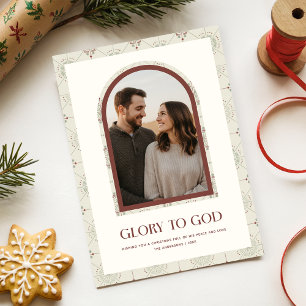 Gloria a Dios Tarjeta de Navidad con Foto de Arco 