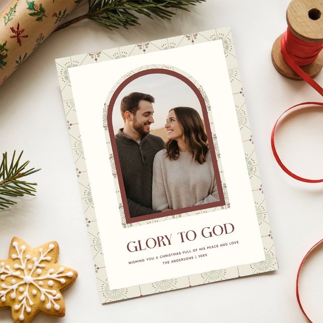 Gloria a Dios Tarjeta de Navidad con Foto de Arco  (Subido por el creador)