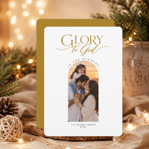 Gloria a Dios Tarjeta de Navidad religiosa de lujo