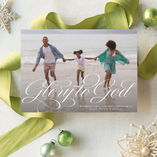 Gloria a Dios tarjeta religiosa de Navidad elegant (Subido por el creador)
