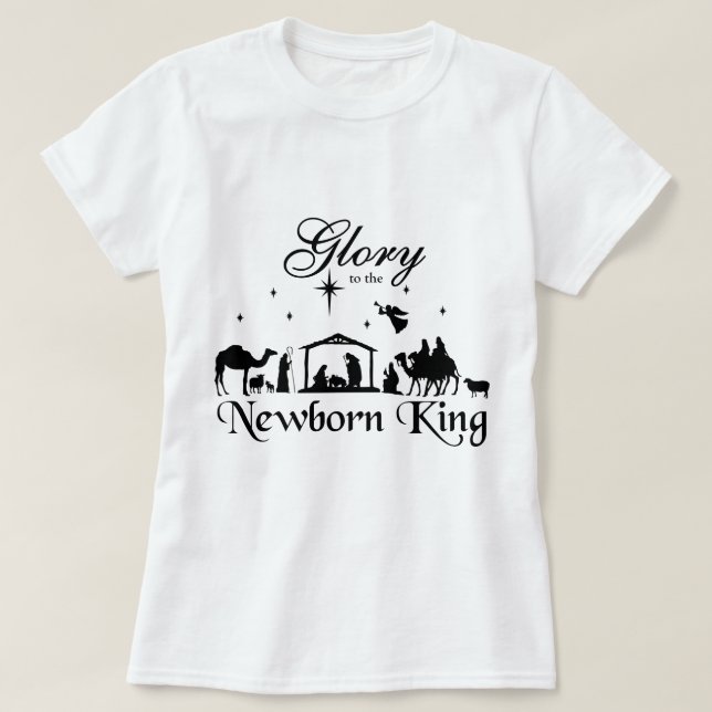 Gloria a la camiseta del recién nacido Rey Navidad (Diseño del anverso)