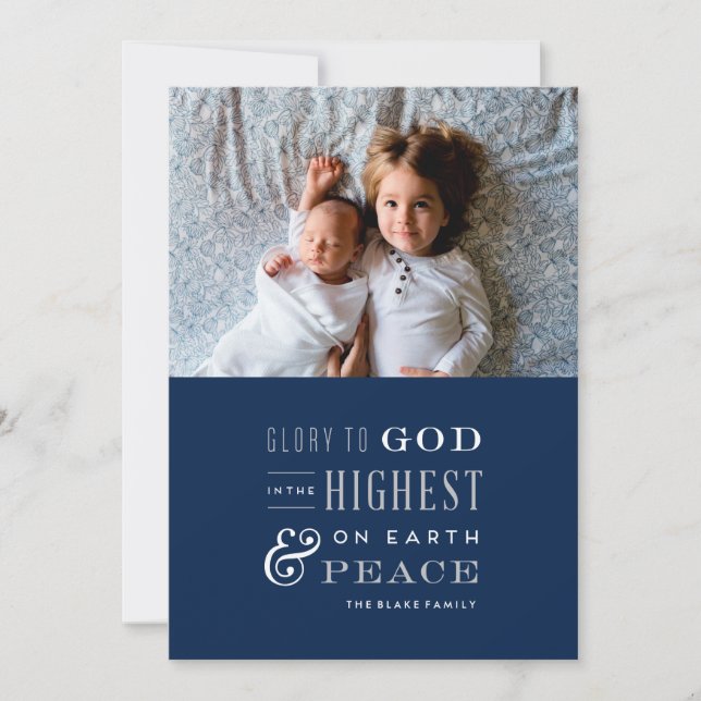 Gloria a la tarjeta de Navidad religiosa de dios (Anverso)