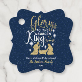 Gloria a las etiquetas de regalo del recién nacido