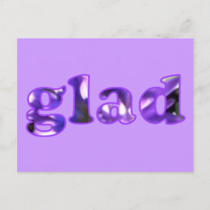 Gloria deletreada con postales de flores moradas