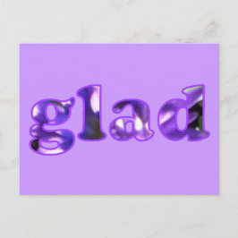 Gloria deletreada con postales de flores moradas