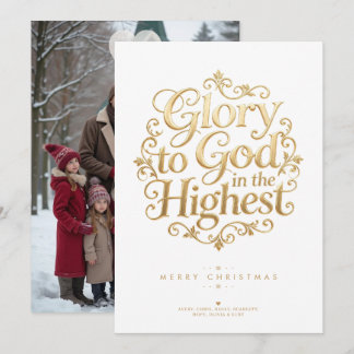 Gloria Exquisita a Dios Tarjeta de Navidad en Oro