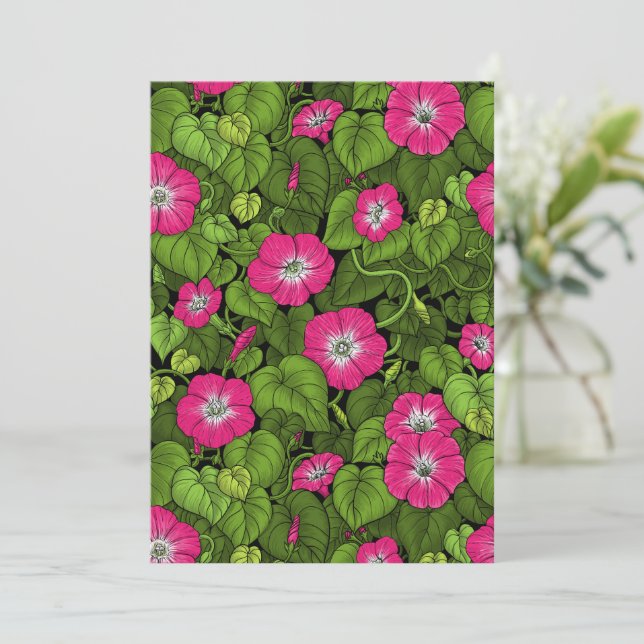 Gloria matutina en rosa y verde (Anverso de pie)