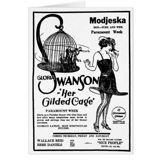 Gloria Swanson ELLA DORÓ la JAULA 1922 (Frente)