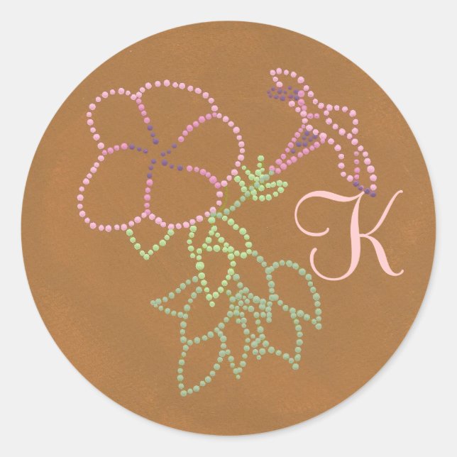 Glorias mortales rosas, pegatinas de boda monogram (Anverso)