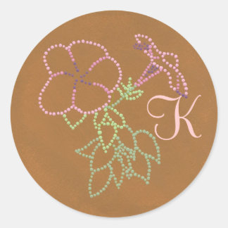 Glorias mortales rosas, pegatinas de boda monogram