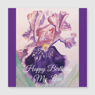 Gloriosa púrpura acuarela Iris Amor Tarjeta de cum