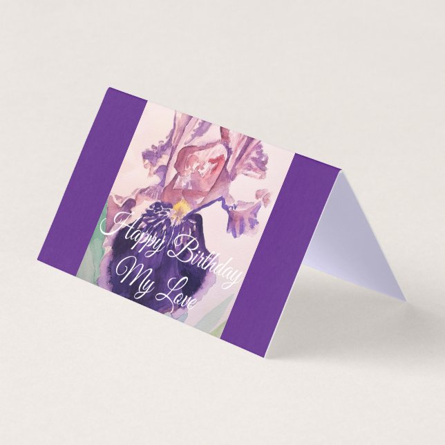 Gloriosa púrpura acuarela Iris Amor Tarjeta de cum (Anverso)