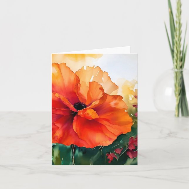 Gloriosa tarjeta pequeña de amapola matutina (Anverso)