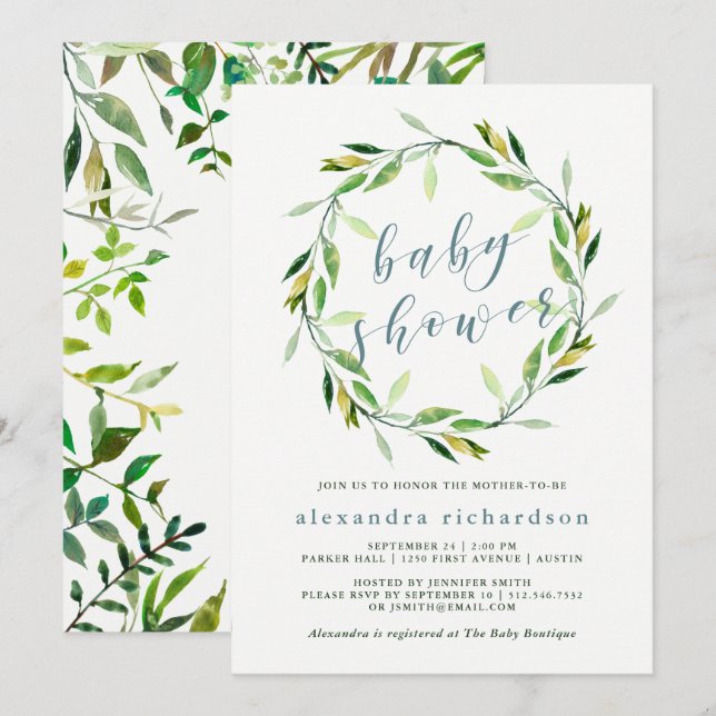 Gloriosa Wreath de la vegetación | Invitación de B (Anverso / Reverso)